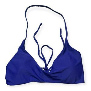 ZAFUL Women's Blue Halter Triangle Tie Back Plunge Bikini Top Size 6
